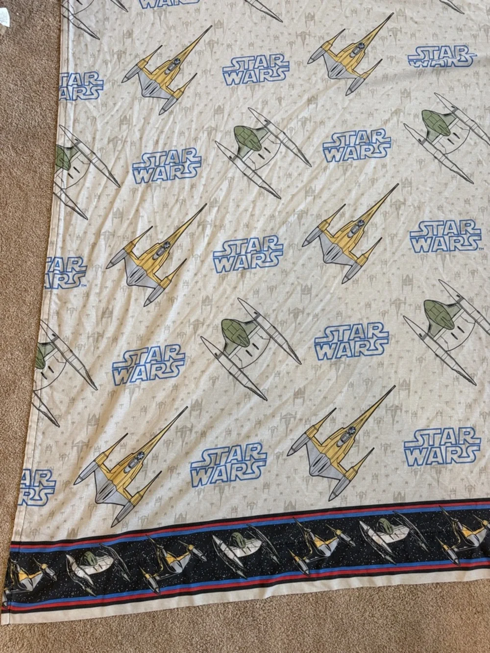 STAR WARS Phantom Menace Starfighter TWIN Flat Sheet ONLY 1999 Vintage